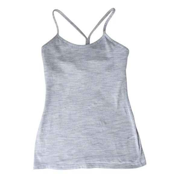 Lululemon Power Y Tank Top Heathered Rocksteady Gray Sleeveless Athletic Shirt 4 - Picture 1 of 6